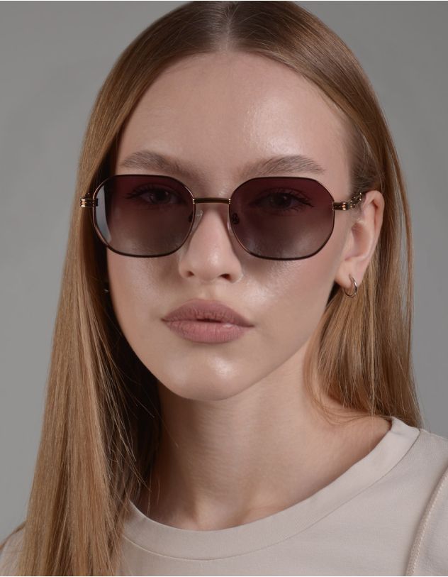 Окуляри сонцезахисні шестикутники з плетінням на дужках | 258844-12-XX - A-SHOP