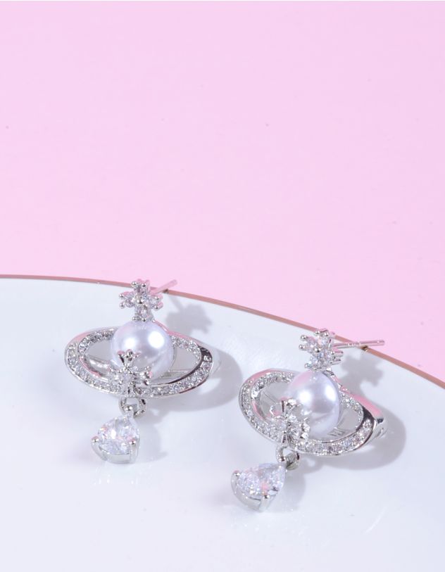 Сережки у вигляді Сатурна з перлинами | 263338-05-XX - A-SHOP