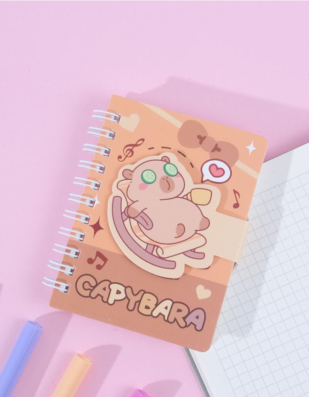 Блокнот у лінію з принтом капібари | 263553-12-XX - A-SHOP