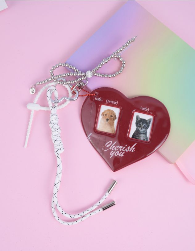 Брелок у формі серця з бантом із намистин | 264270-15-XX - A-SHOP