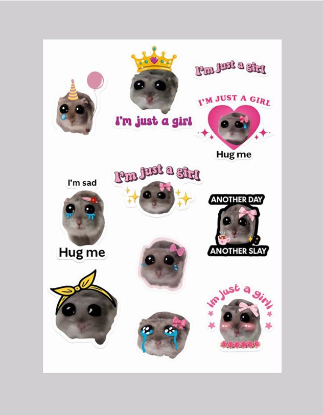 Стікери з зображенням хом'яка Sad Нamster | 268103-21-XX - A-SHOP