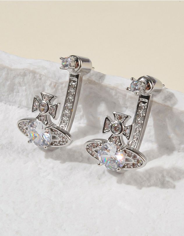 Сережки з Сатурном декоровані стразами | 258431-05-XX - A-SHOP