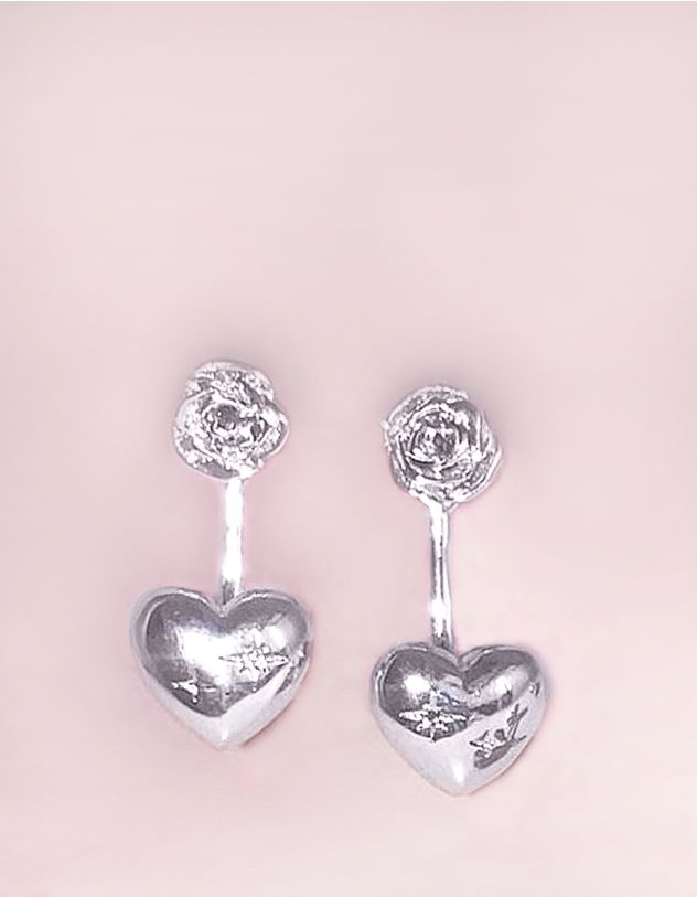 Сережки у вигляді троянди з серцем | 264069-05-XX - A-SHOP