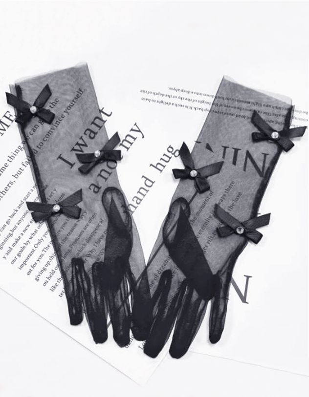 Рукавички мереживні з бантами | 266542-02-XX - A-SHOP