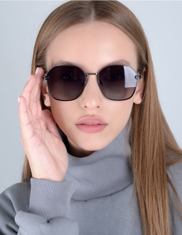 Окуляри сонцезахисні шестикутники з тонкими дужками | 258814-28-XX - A-SHOP