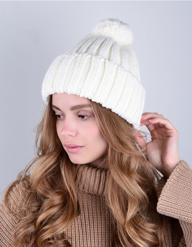 Шапка у рубчик з бубоном | 264840-01-XX - A-SHOP