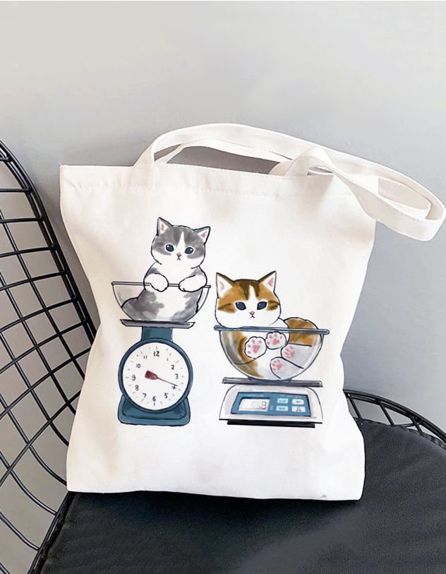 Сумка шопер з принтом котика | 264625-21-XX - A-SHOP