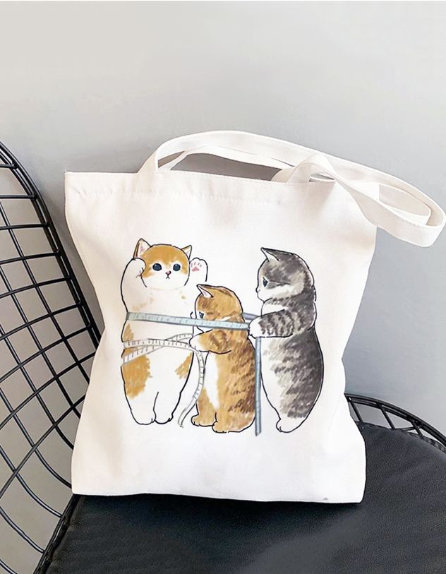 Сумка шопер з принтом котика | 264625-43-XX - A-SHOP