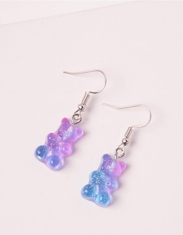 Сережки у вигляді желейних ведмедиків з блискітками | 244150-13-XX - A-SHOP