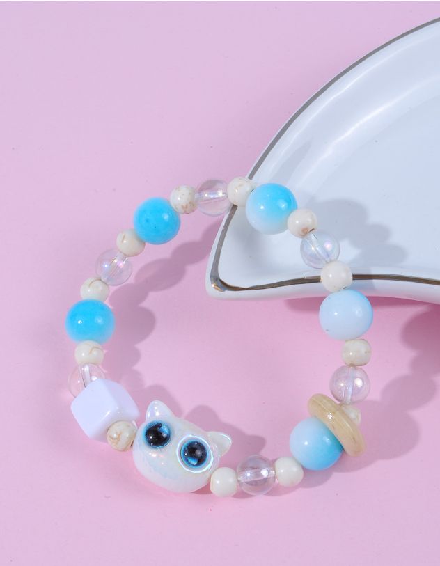 Браслет на руку із намистин з котиком | 263803-18-XX - A-SHOP