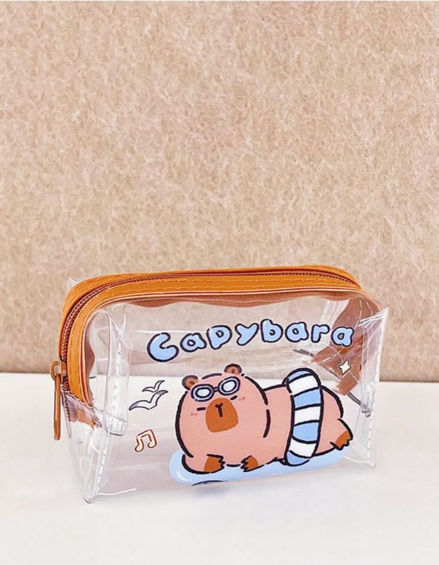Монетниця прозора з брелоком та принтом капібари | 263998-13-XX - A-SHOP