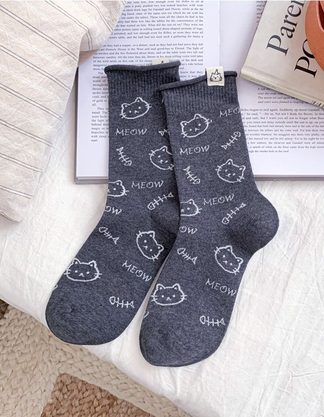 Шкарпетки з принтом котика | 266249-28-XX - A-SHOP