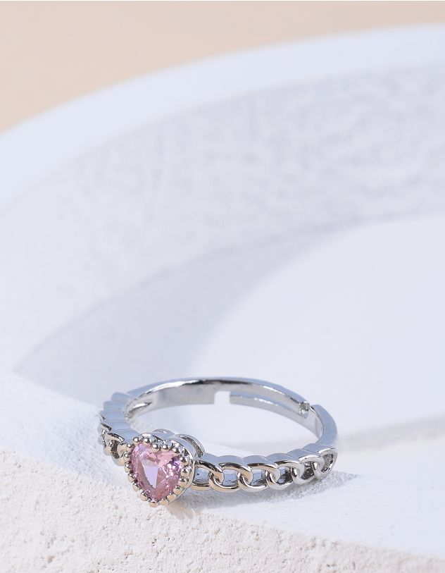 Кільце у вигляді ланцюжка з серцем | 260996-70-37 - A-SHOP