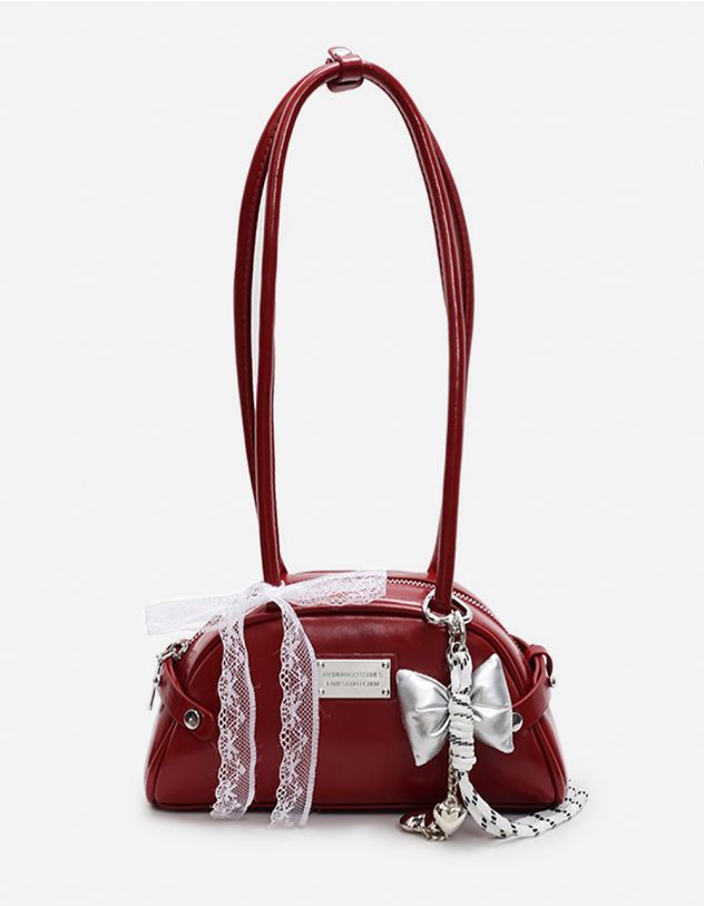 Сумка на плече з брелоком та мереживним бантом | 265459-27-XX - A-SHOP