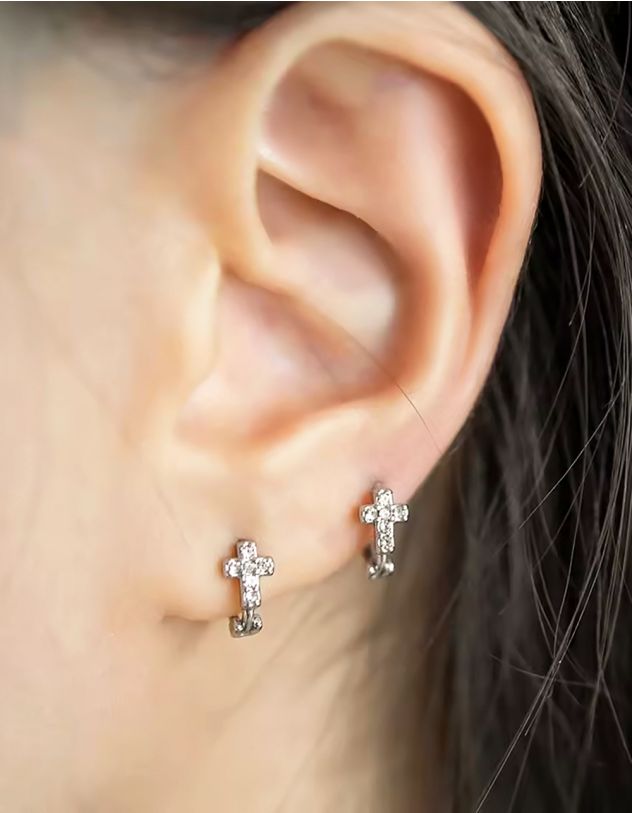 Сережки хрести у стразах | 265732-05-XX - A-SHOP