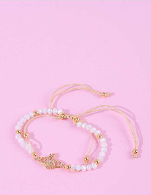 Браслет на руку плетений із бісеру з кулоном у вигляді Сатурна | 261910-04-XX - A-SHOP