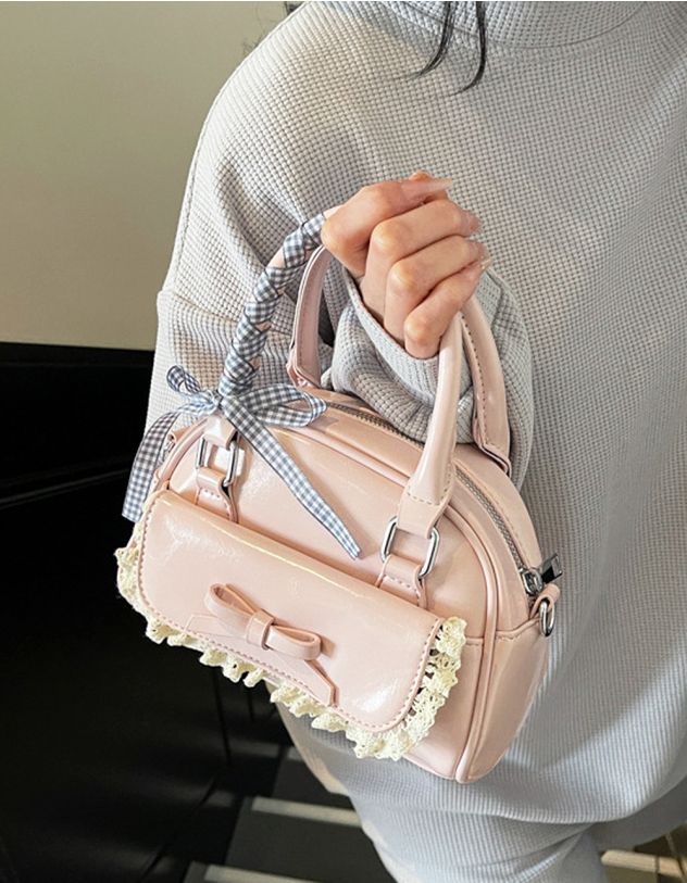 Сумка кросс боді з мереживом та бантом у клітинку | 264681-14-XX - A-SHOP