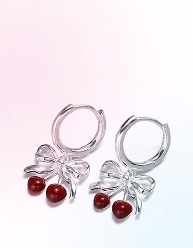 Сережки у вигляді банта з вишнею | 263361-05-XX - A-SHOP