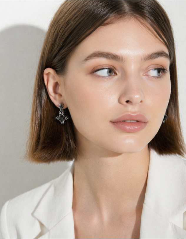 Сережки з Сатурном декоровані стразами | 258431-07-XX - A-SHOP