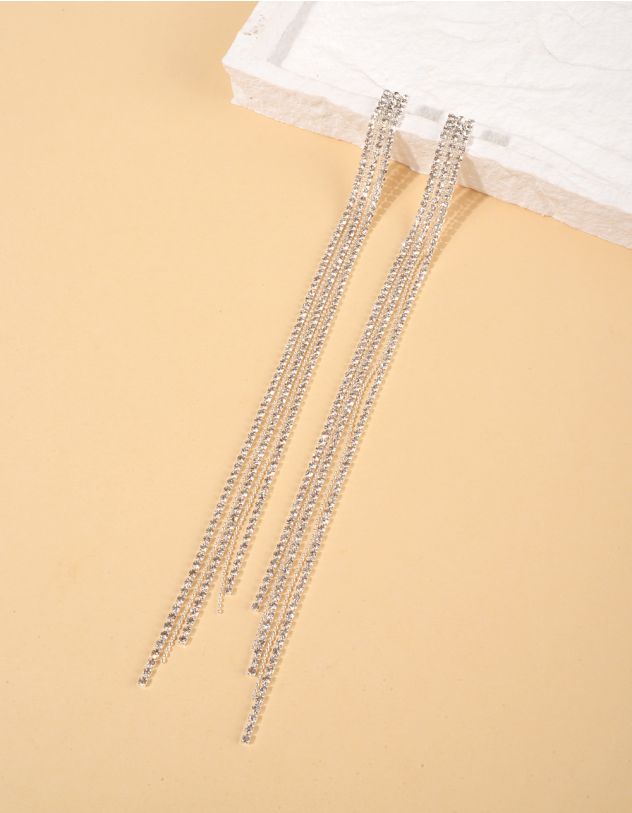 Сережки довгі з ланцюжків із страз | 259981-05-XX - A-SHOP