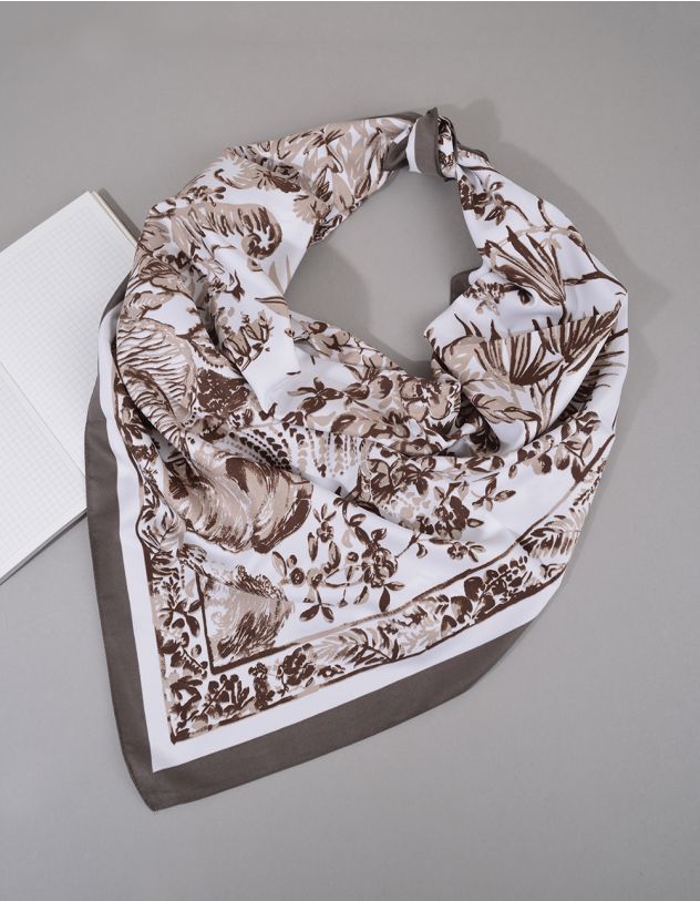 Хустка на шию з квітковим принтом | 265194-12-XX - A-SHOP