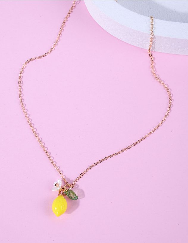 Підвіска на шию з кулоном у вигляді лимона з квіткою | 266346-04-XX - A-SHOP