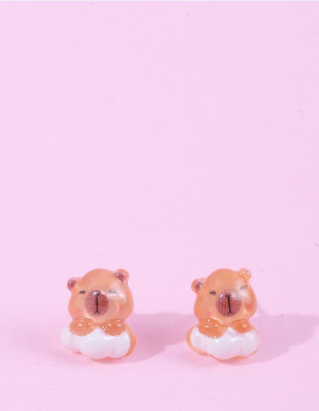 Сережки пусети у вигляді капібари | 263432-12-XX - A-SHOP