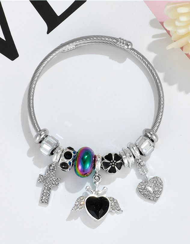 Браслет на руку з підвіскою у вигляді серця та хреста | 267455-07-XX - A-SHOP