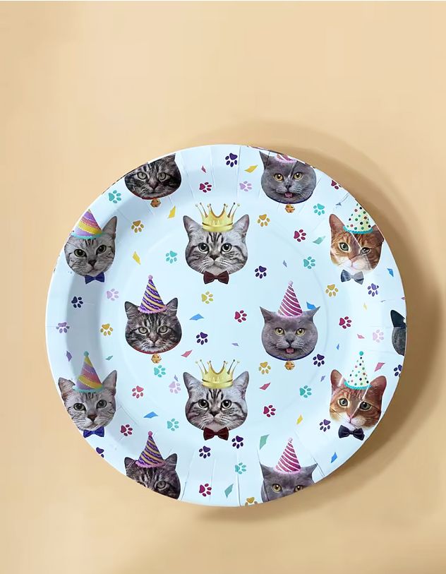 Тарілки у наборі з принтом котика | 266684-11-XX - A-SHOP