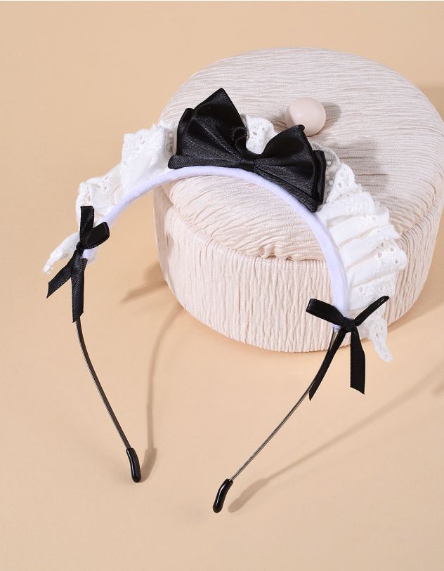 Обідок для волосся з бантами та мереживом | 264763-02-XX - A-SHOP