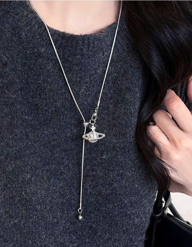 Підвіска на шию довга  з кулоном у вигляді Сатурна | 266778-05-XX - A-SHOP