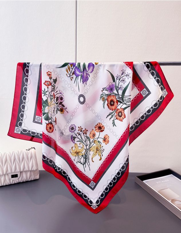 Хустка на шию з квітковим принтом | 265380-15-XX - A-SHOP