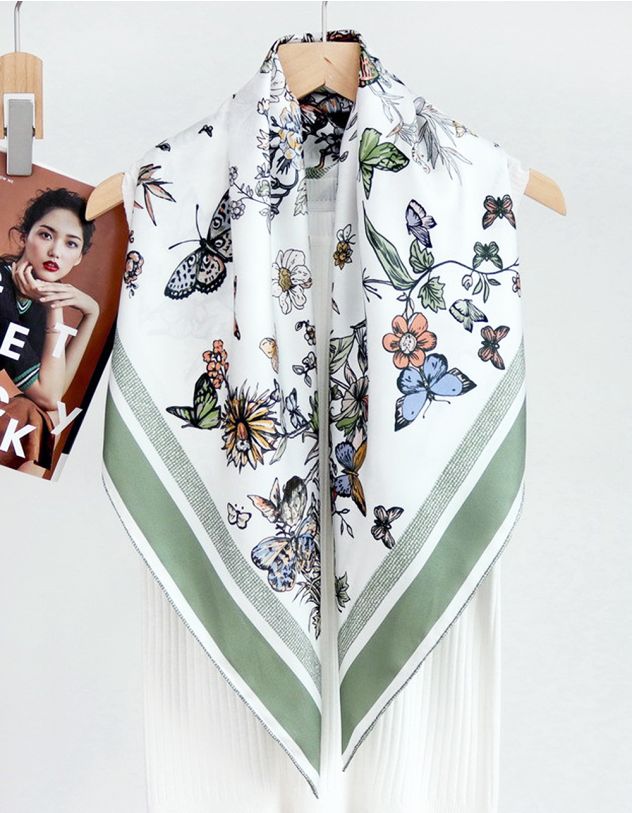 Хустка на шию з принтом метелика та квітів | 265378-20-XX - A-SHOP