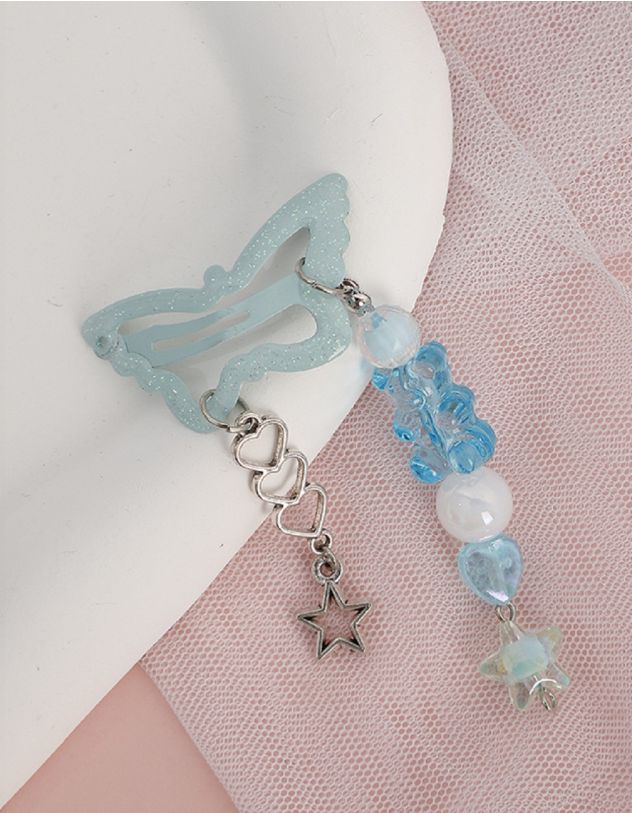 Заколка для волосся у вигляді метелика з намистинами та перлинами на підвісі | 260774-18-XX - A-SHOP