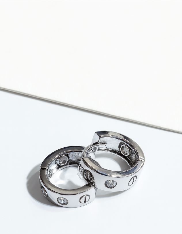 Сережки кільця з кристалом | 265210-05-XX - A-SHOP