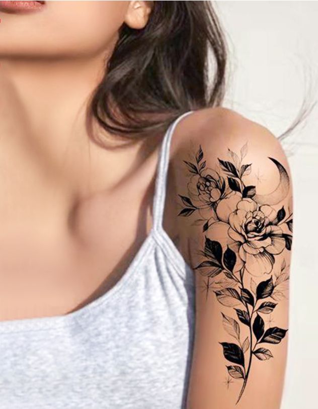 Татуювання тимчасове у вигляді троянди з півмісяцем | 266292-01-XX - A-SHOP