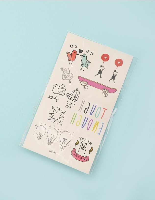 Тату тимчасове з пташками та лампочками | 214525-21-XX - A-SHOP