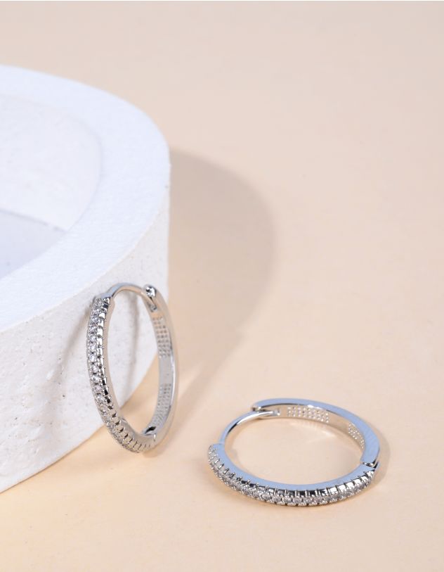 Сережки кільця з кристалами | 245298-05-XX - A-SHOP