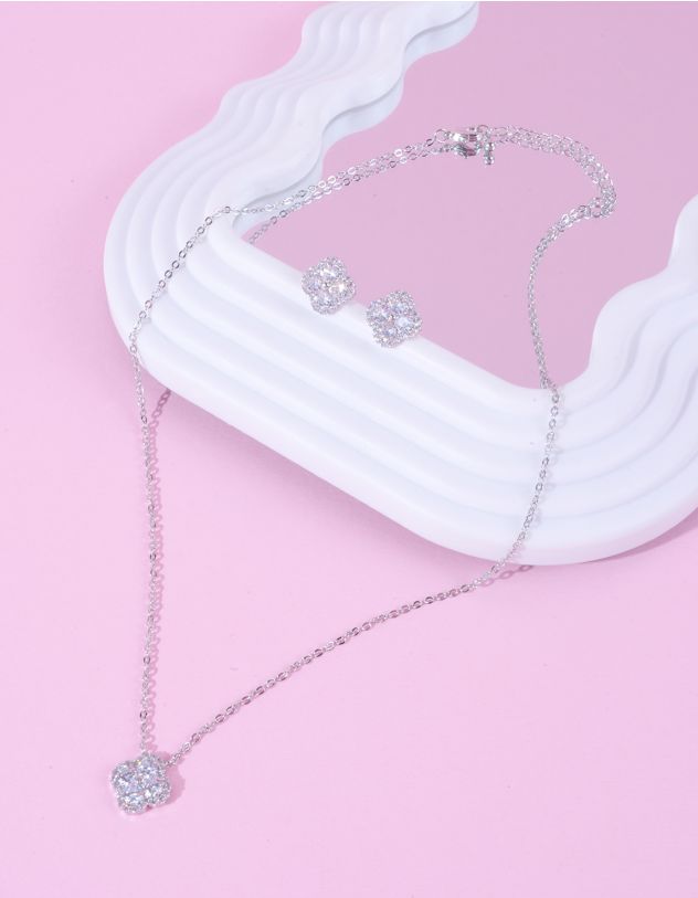 Комплект із сережок та підвіски з кулоном у вигляді конюшини | 260466-06-XX - A-SHOP