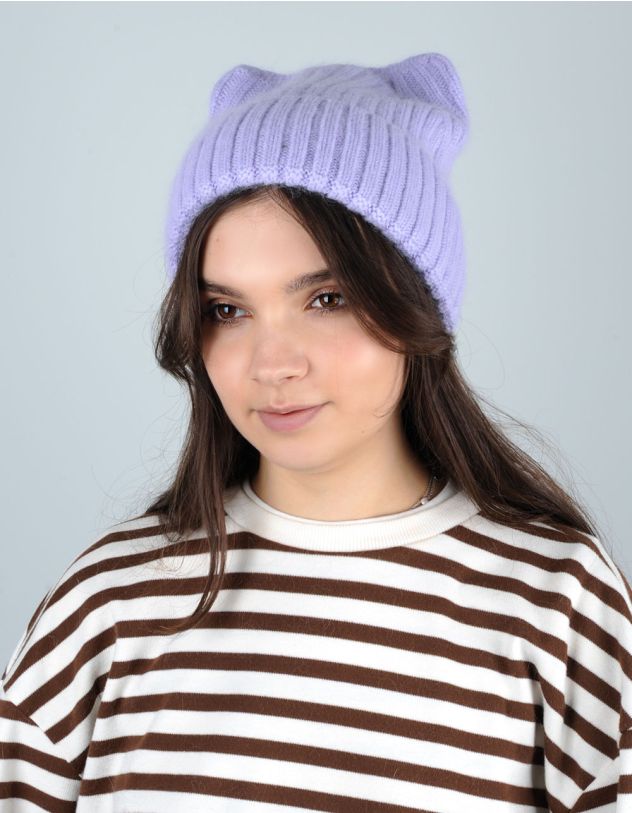 Шапка у рубчик з вушками | 257587-35-XX - A-SHOP