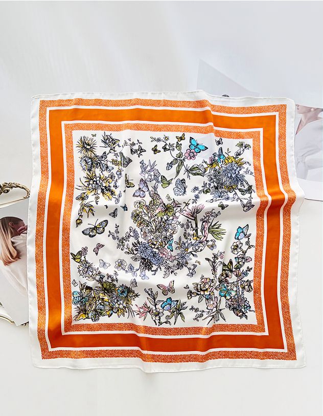 Хустка на шию з принтом метелика та квітів | 265378-26-XX - A-SHOP