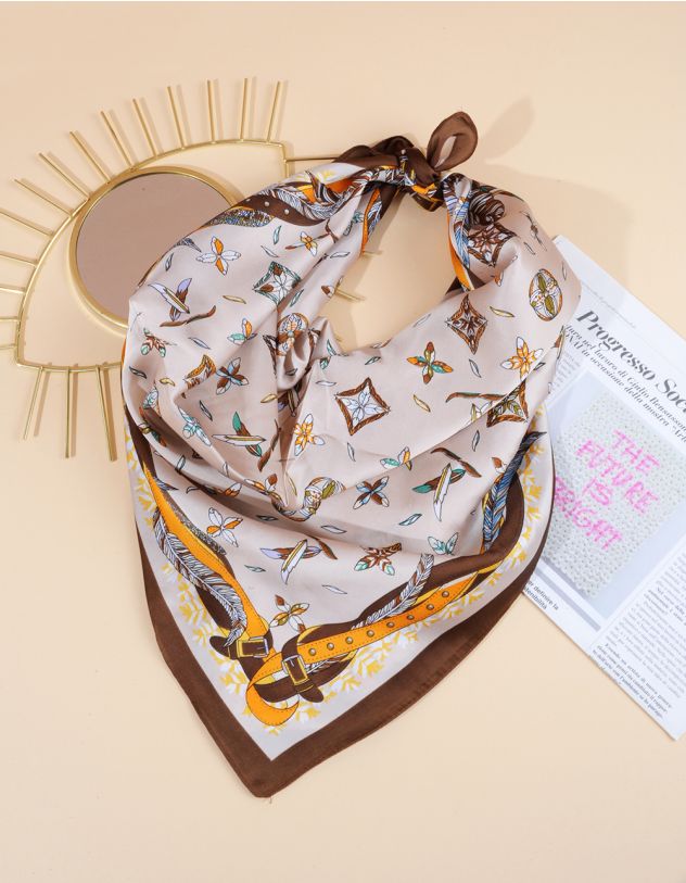 Хустка на шию з принтом пера | 264175-22-XX - A-SHOP