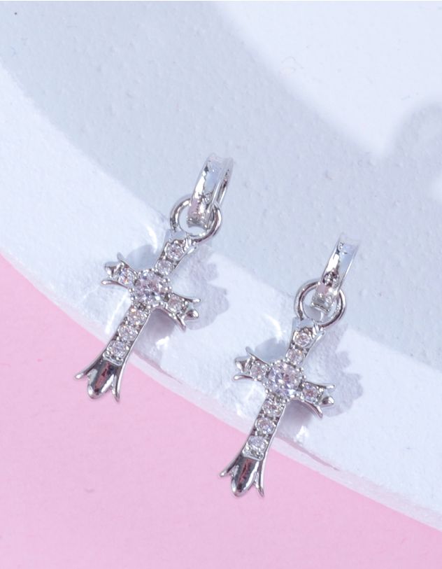 Сережки хрести декоровані стразами | 261183-05-XX - A-SHOP