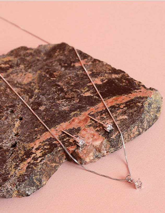 Комплект із підвіски на шию та сережок зі стразами | 253632-06-XX - A-SHOP