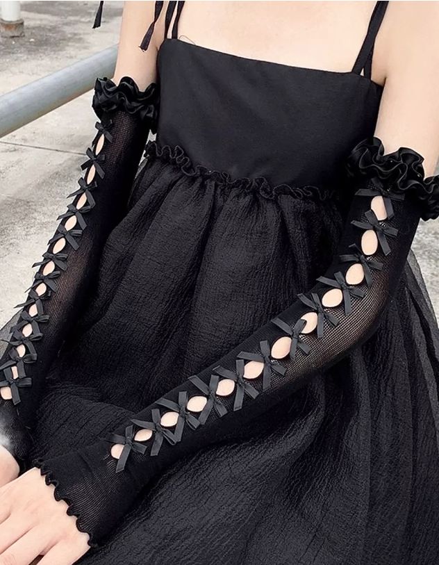 Мітенки високі з бантами та воланами | 260621-02-XX - A-SHOP