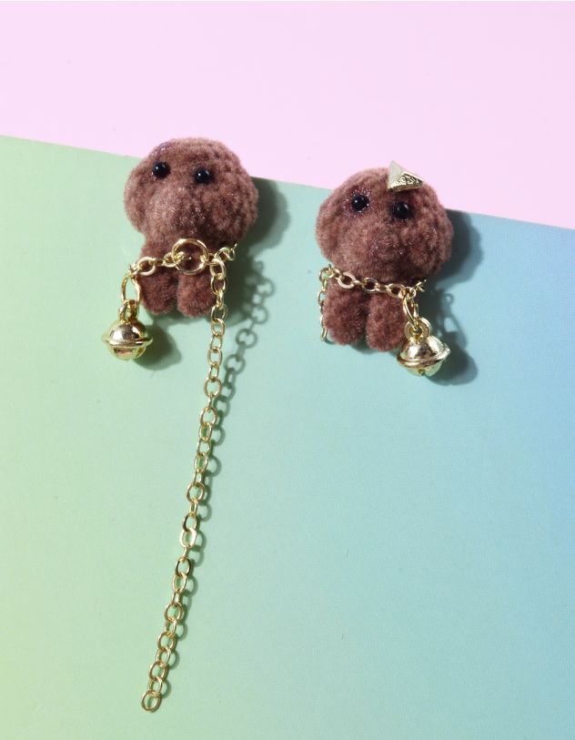 Сережки пусети у вигляді песика з ланцюжком | 263872-39-XX - A-SHOP