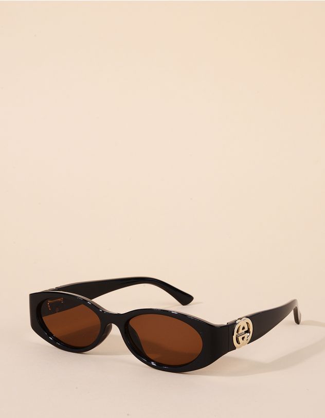 Окуляри сонцезахисні вузькі з фурнітурою на дужках | 266206-12-XX - A-SHOP