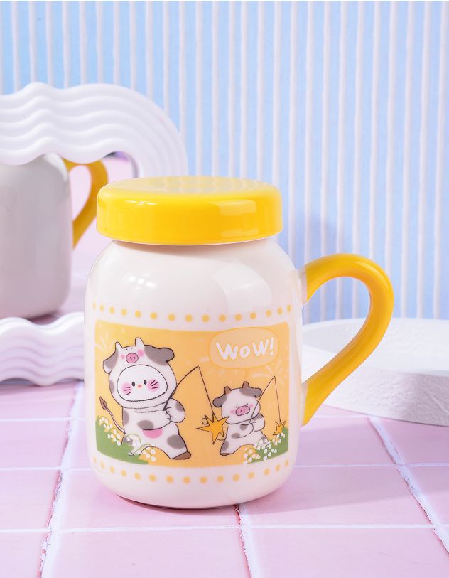 Чашка 500мл з принтом котика та корівки | 264534-19-XX - A-SHOP