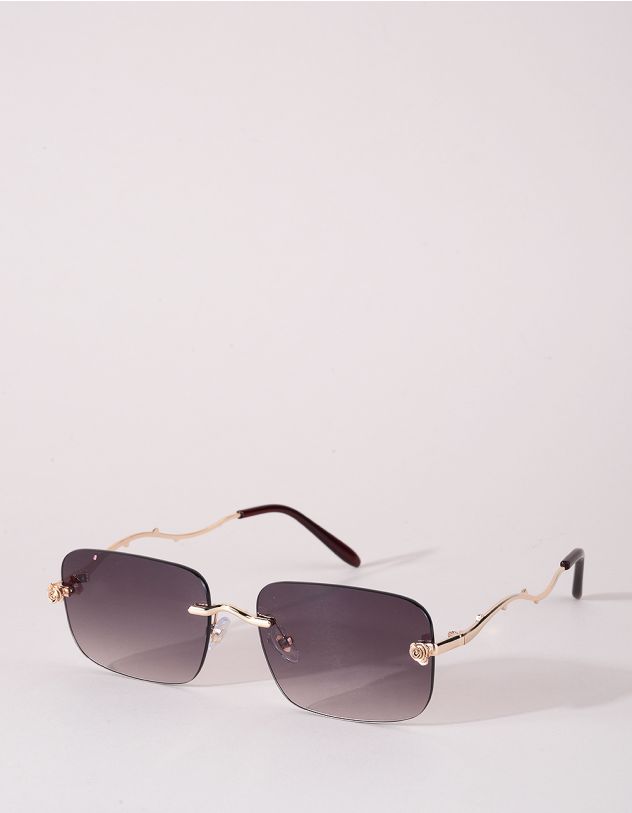 Окуляри сонцезахисні квадратні з трояндою на дужках | 266637-12-XX - A-SHOP