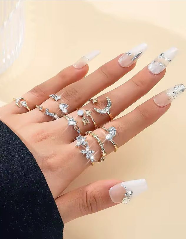 Кільця у наборі з півмісяцем та серцем | 265598-04-XX - A-SHOP